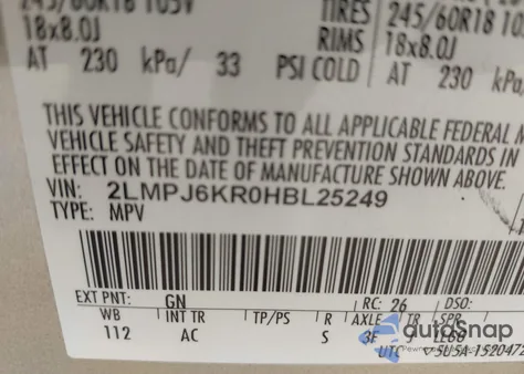 2017 Lincoln Mkx Select z USA, uszkodzony, nr VIN 2LMPJ6KR0HBL25249